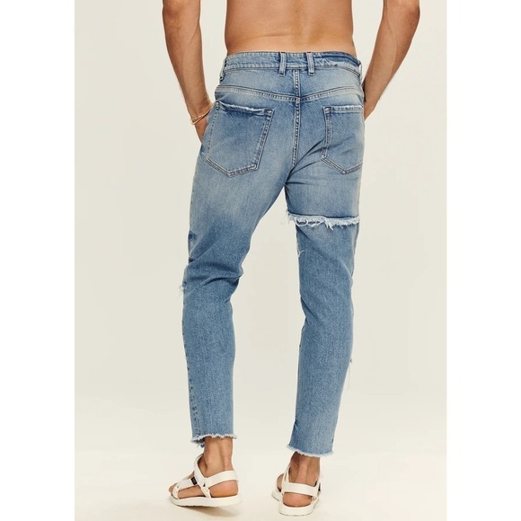 SER.O.YA NATE SKINNY JEAN Men’s UNISEX lightwashed distressed size 33 - Picture 3 of 5